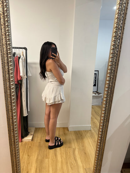Combi-short en gaz de coton - beige