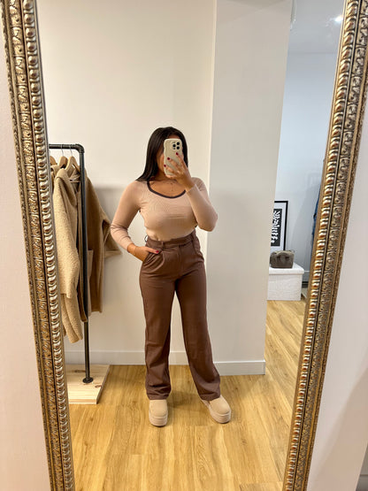 Pantalon droit choco