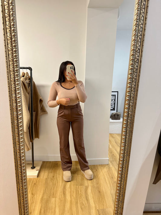 Pantalon droit choco