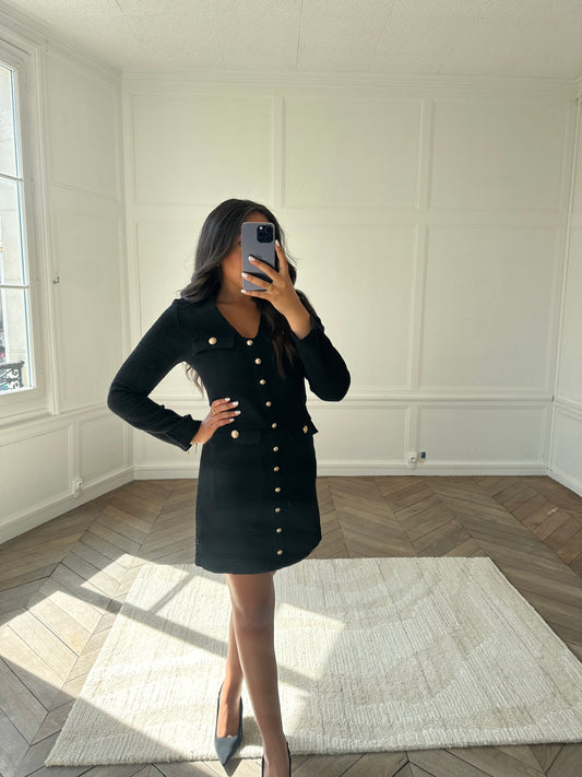 Robe en tweed noire Maylor