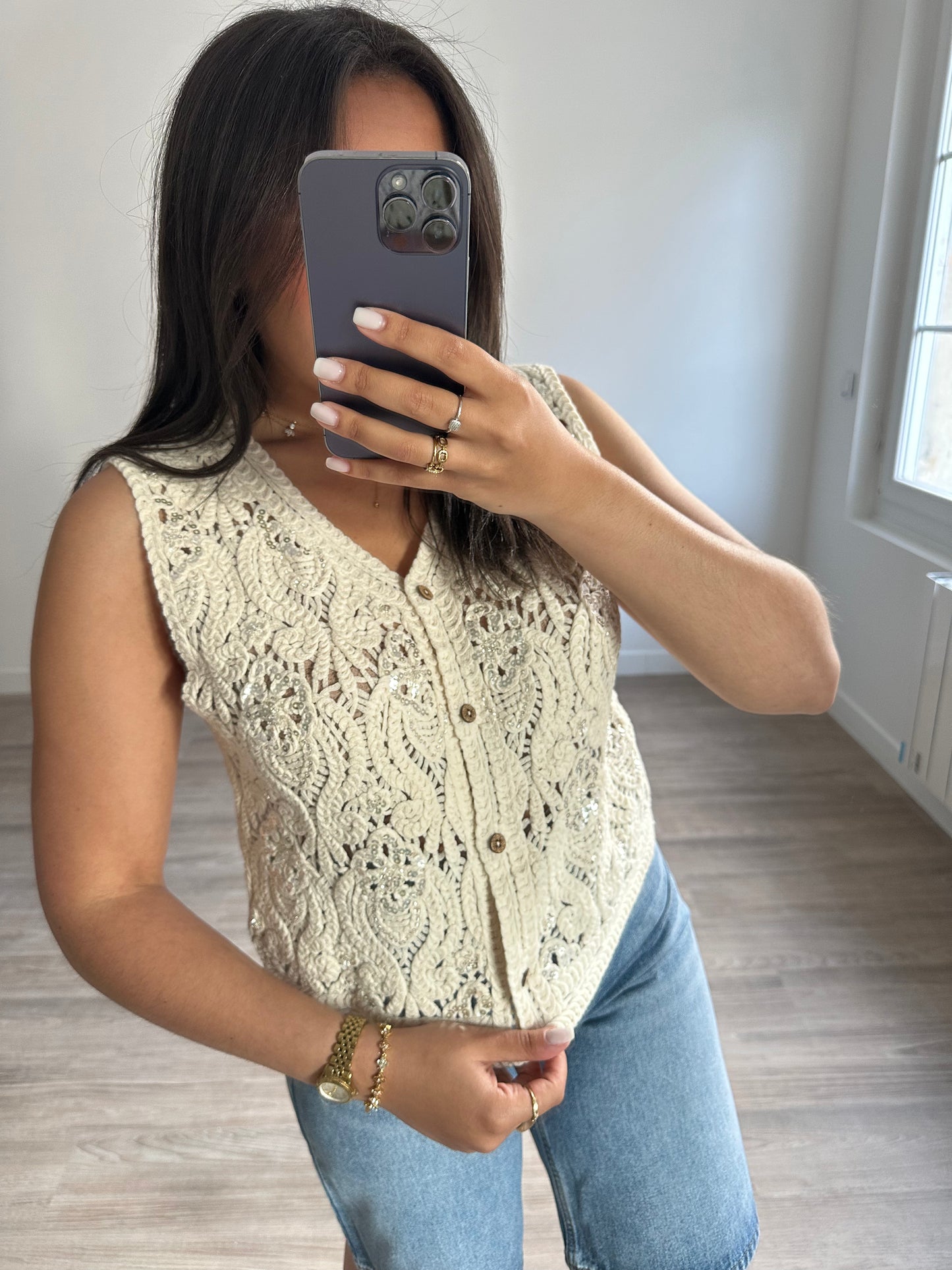 Gilet sans manches en crochet