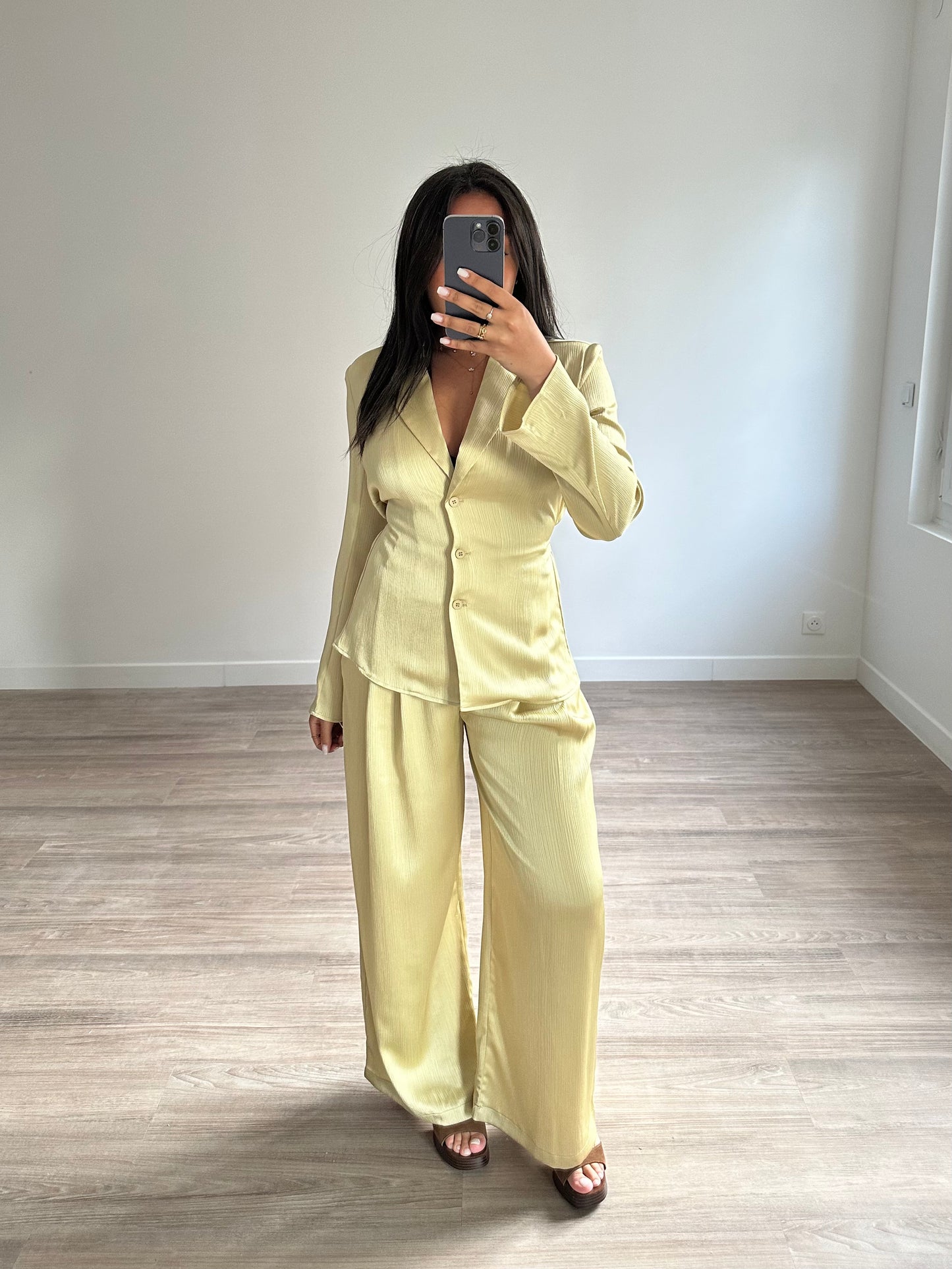 Pantalon satinée - vert pomme