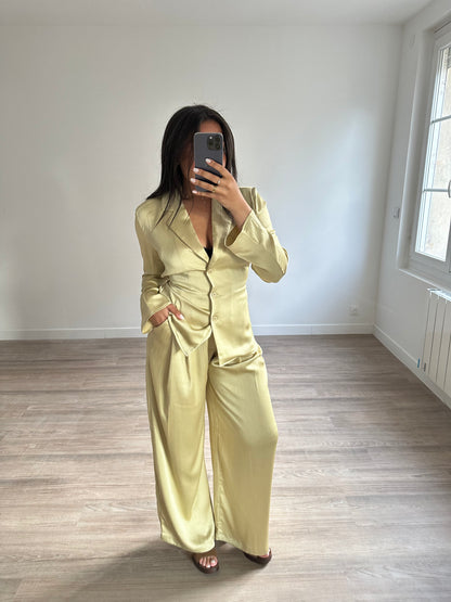 Pantalon satinée - vert pomme