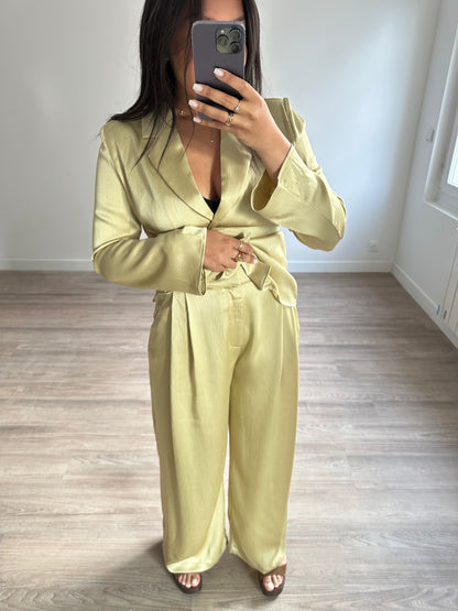 Pantalon satinée - vert pomme