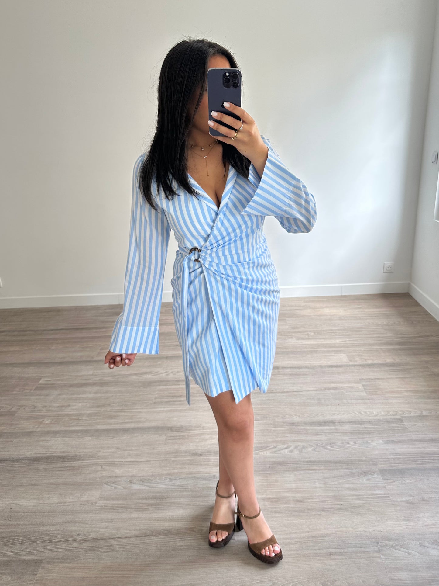 Robe à rayures portefeuille