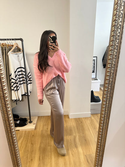 Pantalon satiné taupe