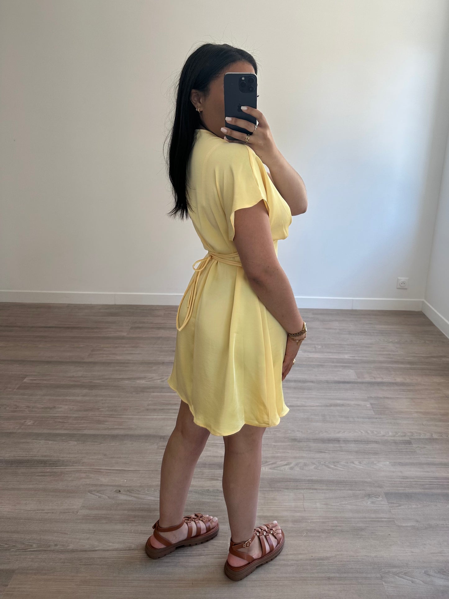 Robe satinée Noa - jaune