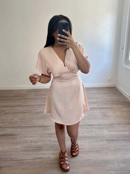Robe satinée Noa - rose