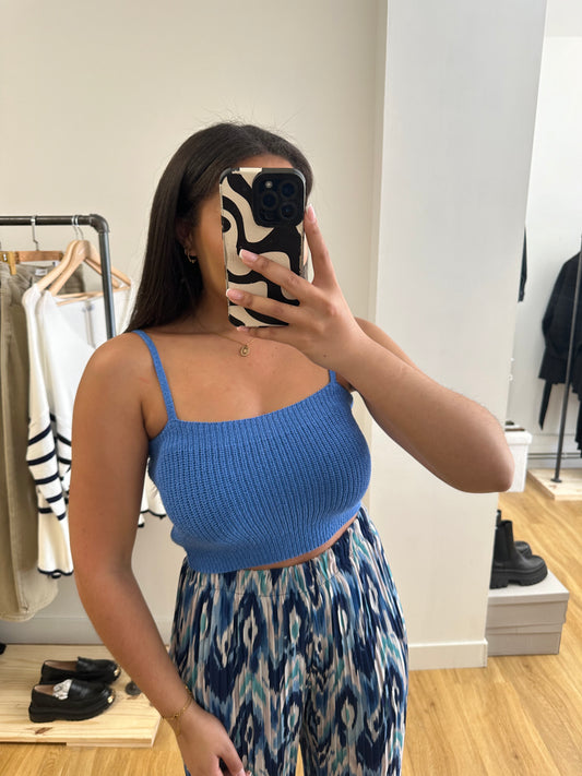 Top en maille bleu