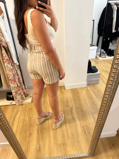 Short rayé beige