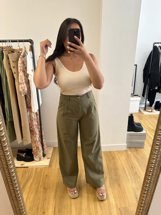Pantalon lin kaki