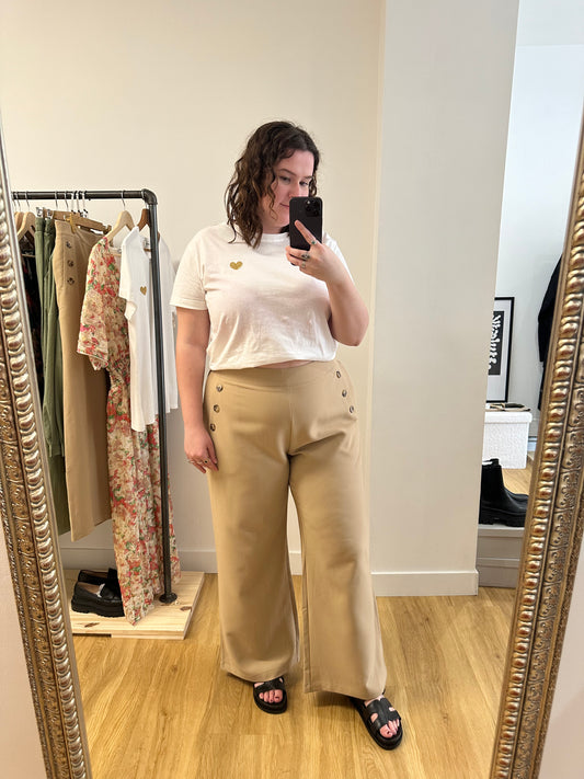 Pantalon camel à boutons - Curvy