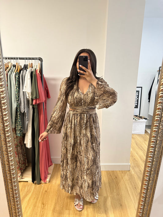 Robe à découpes serpent - marron