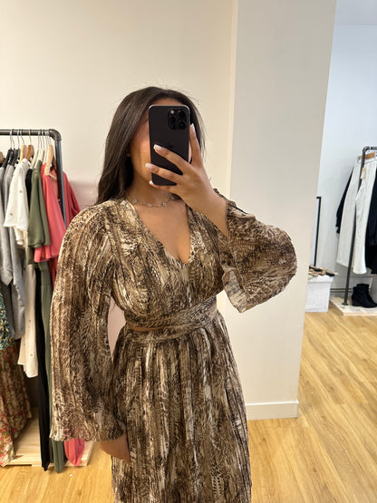 Robe à découpes serpent - marron