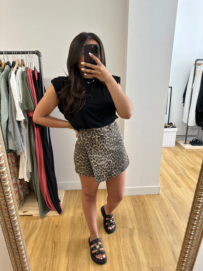 Jupe-short en jean léopard