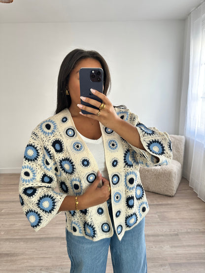 Gilet crochet - bleu