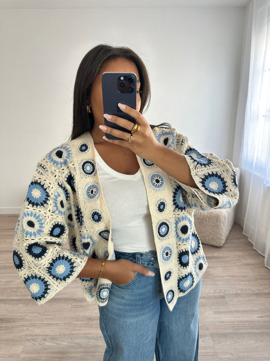 Gilet crochet - bleu