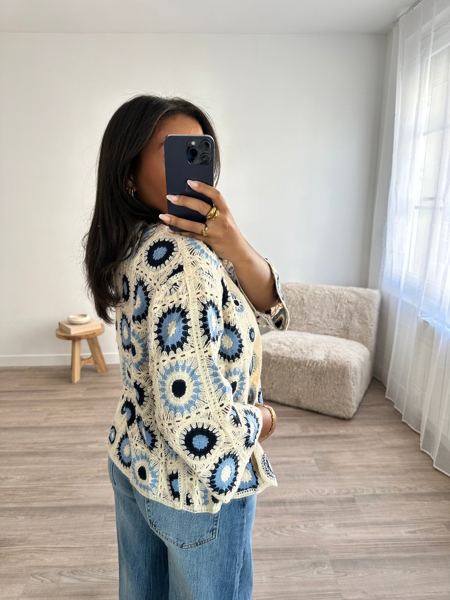 Gilet crochet - bleu