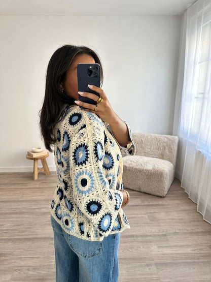 Gilet crochet - bleu