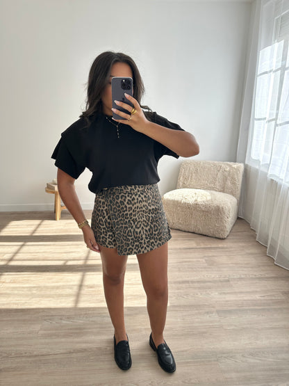 Jupe-short en jean léopard